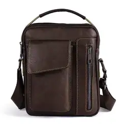 Сумка на плечо из натуральной кожи для мужчин портфель маленькая сумка на плечо для повседневной, деловой (кофейный цвет)