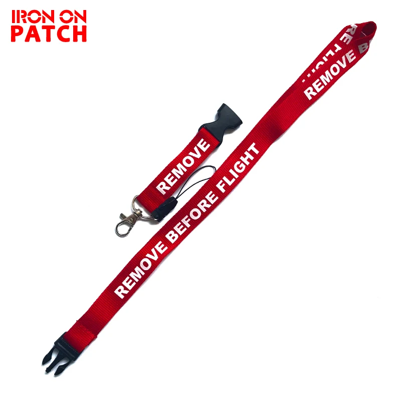 

Remove Before Flight Belt off White/Red Neck Strap For Card Badge off phones Gym Lanyard Embroidered Keychain home webbing Gifts