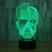 Терминатор 7 цветов лампа 3d Визуальный светодиодный ночник для детей сенсорный Usb Настольный Lampara Lampe детский спальный ночник Арнольд