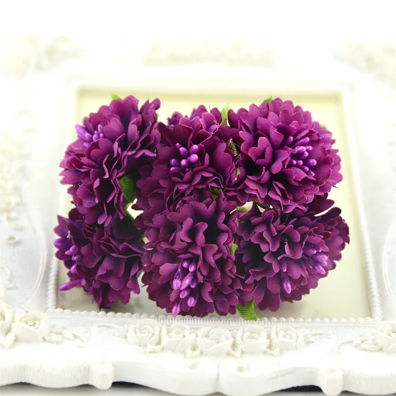 6pcs/lot Mini Artificial Silk Rose Flower Bouquet For Wedding Home Decoration DIY Handmade Crafts Accessories Fake Flowers