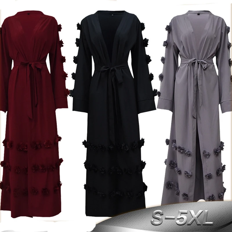 

2019 Abaya Dubai Kaftan Floral Kimono Cardigan Hijab Muslim Dress Abayas For Women Robe Caftan Marocain Turkish Islamic Clothing
