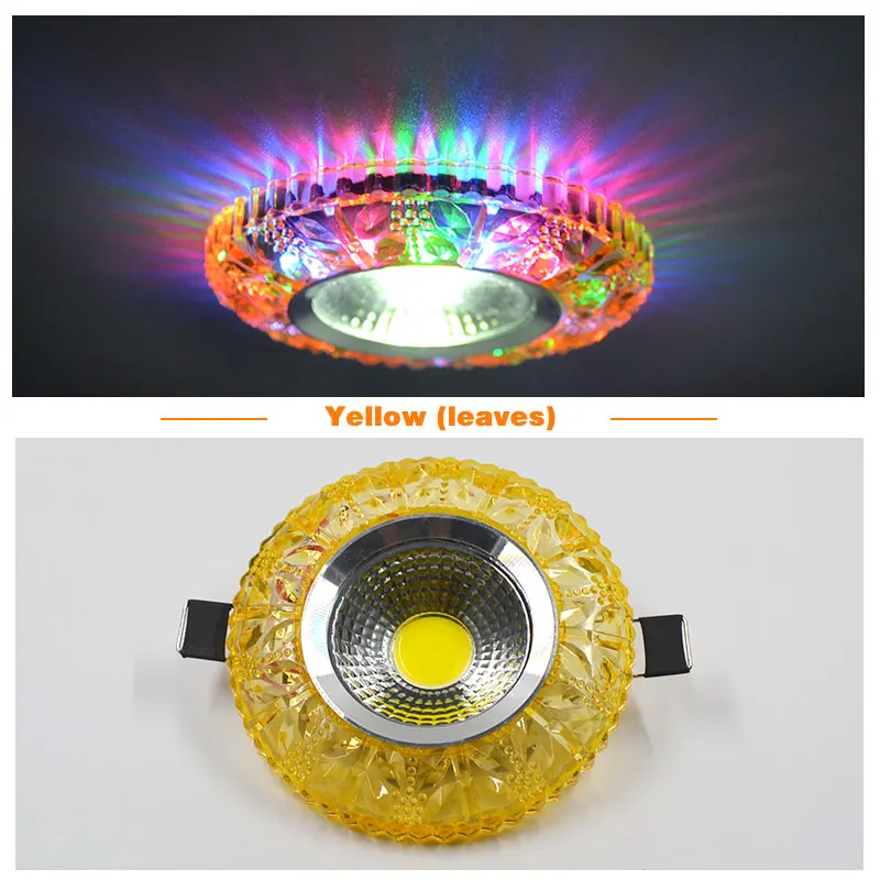 down lights COB LED Downlight Colorful Panel Light RGB 3W 110V 220V Recessed Lamp Fixture For Halogen Lamp Decoration Purple Spot light bathroom ceiling light Downlights