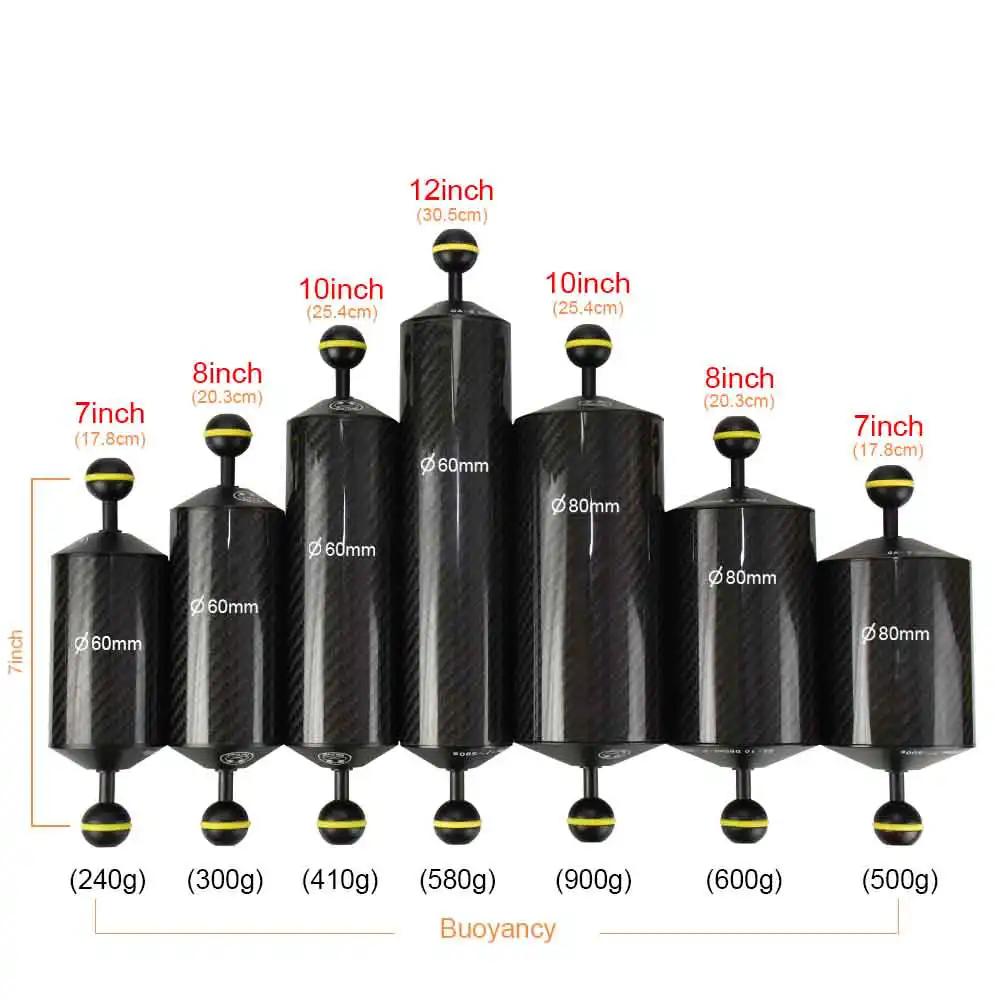 Gazechimp 9 Aquatic Buoyancy Arm Aluminum Alloy Floating Arm Diving Camera Underwater Diving Tray Black Float Double Ball