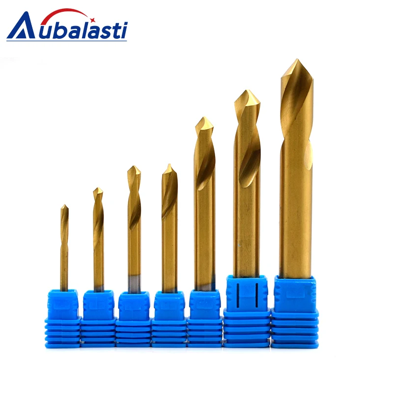 Aubalasti  90 Degree Center Drill Tungsten Carbide Point Drill Centering Positioning Drill 45 Degree Angle Tool Chamfer Drill