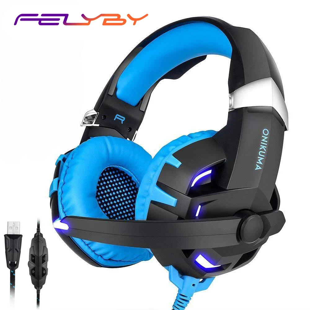 

FELYBY K2 Gaming Headset Headphone with LED light and Microphone for Computer Laptop Tablet and Other USB Devices