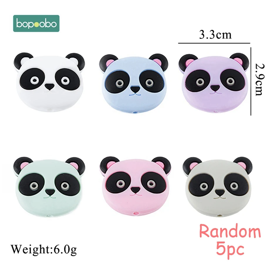 Bopobo 5 шт. силиконовые бусины панда грызун Детские Силиконовые для прорезывание зубов кролик бусины силиконовые жемчужные Прорезыватели Детские Силиконовые Прорезыватели - Цвет: Random Panda