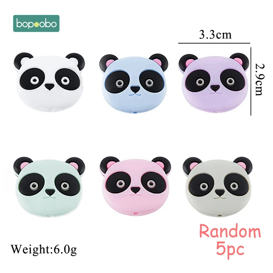 Random Panda Bopobo 5 шт. силиконовые бусины панда грызун Детские Силиконовые для прорезывание зубов кролик бусины силиконовые жемчужные Прорезыватели Детские Силиконовые Прорезыватели - Цвет: Random Panda