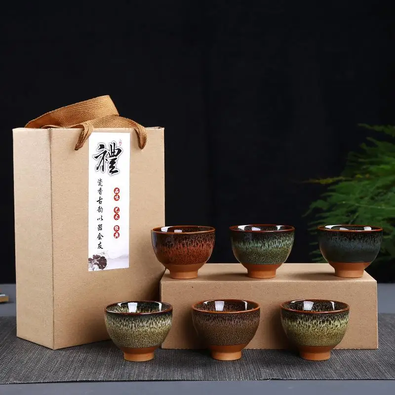 

Chinese Traditions Gai Wan Tea Cup Tea Sets Ceramic Tea Cups 6 Pcs/Set Kung Fu Tea Cups Ice Crack Gaiwan Tea Pot Set Gift Box