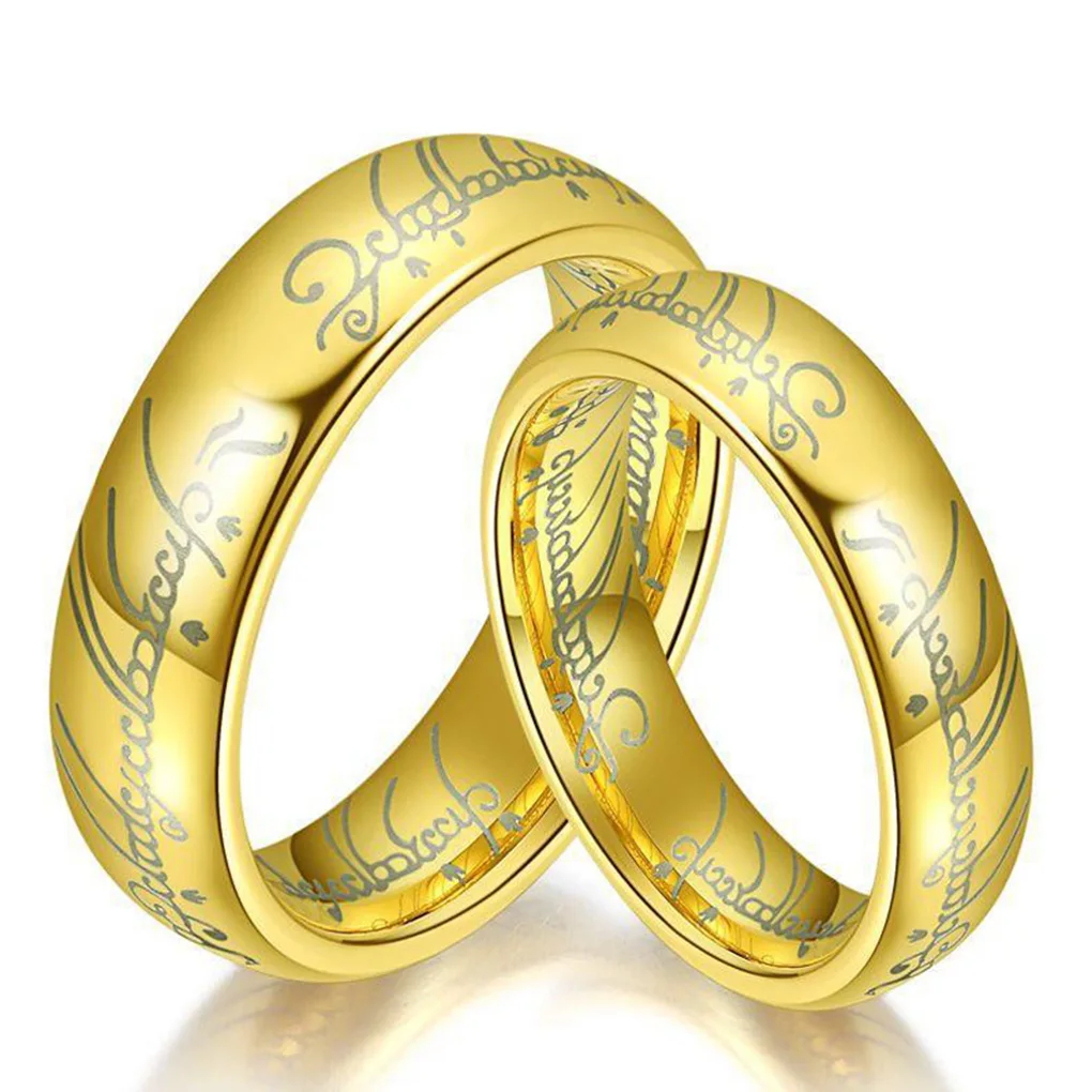 

Fashion Style 6mm Women Mens Letters Printed Ring Titanium Steel Ring Turning Unisex Jewelry For Party