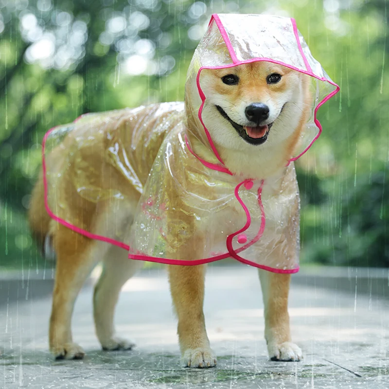 HE font b Pet b font Rain Coat Outdoor Transparent Hooded Cloak Raincoat Waterproof Puppy