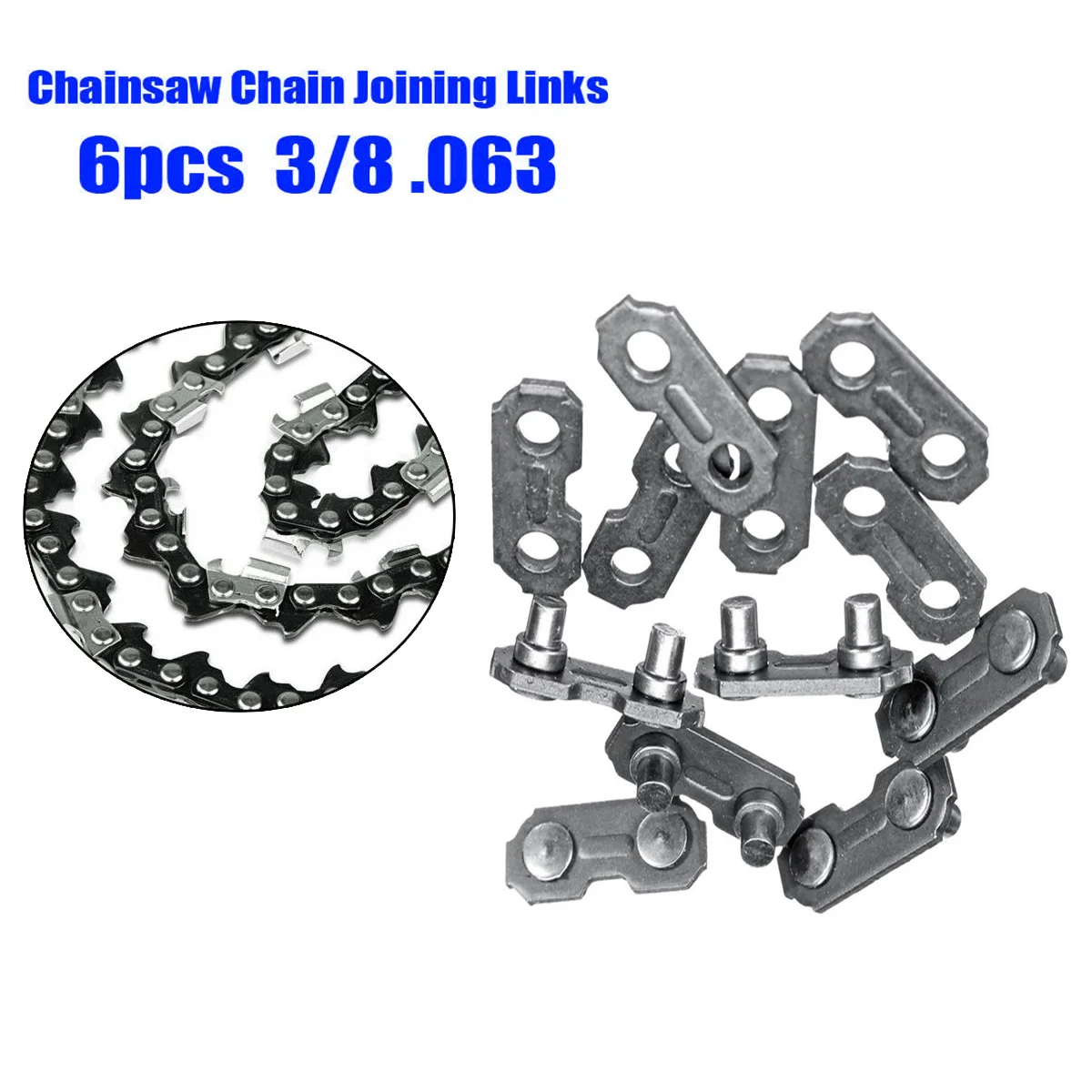 6pc 3/8 0.063 Chainsaw Chain Joiner Link For Joining Chains 17.5x6.9mm