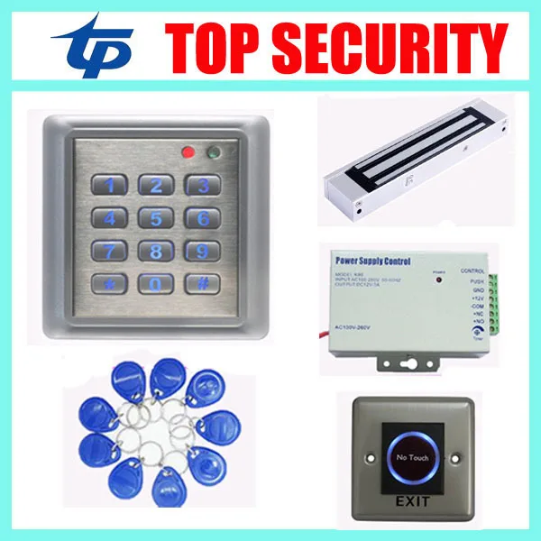 Standalone card and pin access control system access controller +power supply+magnetic lock+infrared exit button+10pcs RFID key access control systems proximity card waterproof standalone access control power supply magnetic lock exit button 10pcs rfid key