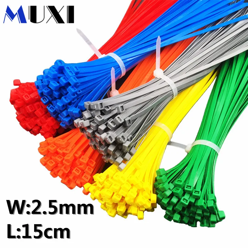 

100Pcs/pack 3*150mm High Quality width 2.5mm White BLack (National Standard) Self-locking Plastic Nylon Cable Ties,Wire Zip Tie