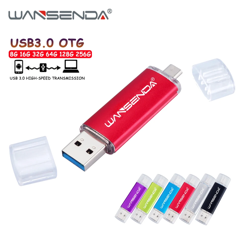 

WANSENDA High Speed USB Flash Drive OTG Pen Drive 128GB 256GB Usb Stick 3.0 Pendrive 16GB 32GB 64GB SmartPhone USB Memory Stick