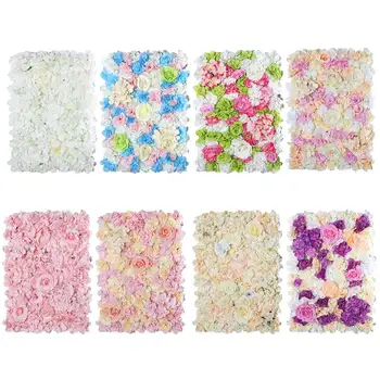 

40*60cm Artificial Luxury Silk Peony Hydrangea Flowers Wall Panel Grass Base DIY Backdrop Wedding Decoration Flower Wall Art