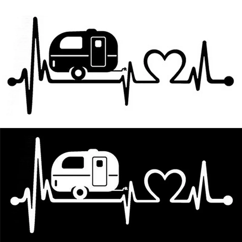 

Camper Travel Hiker Camper Heartbeat Vinyl window Door Sticker Decoration 20.3x8.9cm