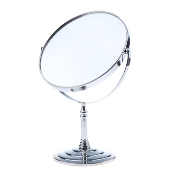 

8 Inch Large Tabletop Makeup Mirror Two-sided 2x Magnifying Swivel Cosmetic 10-inch Height Chrome