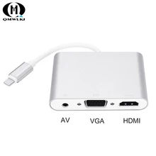 For apple 3in1 8 Pin Audio Adapter USB to HDMI VGA+Video Converter Digital AV Adapter For iPhone 8 7 plus 6S iPad Support iOS 10 For apple 3in1 8 Pin Audio Adapter USB to HDMI VGA+Video Converter Digital AV Adapter For iPhone 8 7 plus 6S iPad Support iOS 10