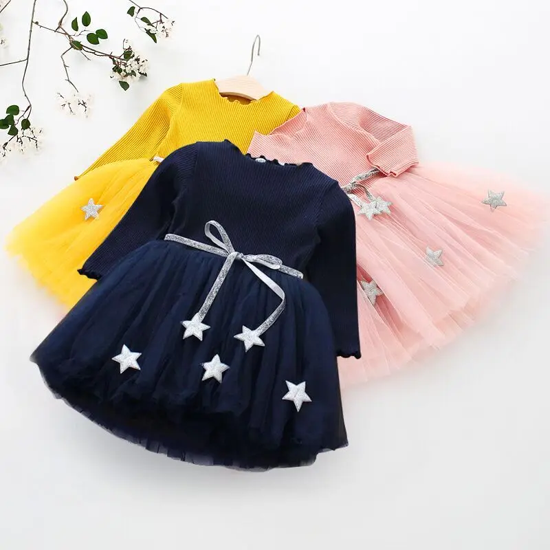 

Girls Dress Princess Party Pentagram Gown Girls Clothes Children Clothing European and American Style Kids Dresses for Girls