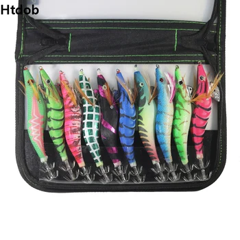 10Pcs Size 2.5#3.0#3.5# Fishing Lure Lead Sinker Squid Lures Jigs Octopus Wood Shrimp Bait Luminous Squid Hook Fishing Tackle 2020 10pcs lot drop shot fishing lead sinker lure raft fishing texas rig fishing accessories lead sinker fishing tackle