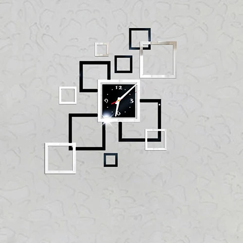Creative 3D DIY Mirror Clock For Room Bedroom Kitchen Wall Stickers Home Decor