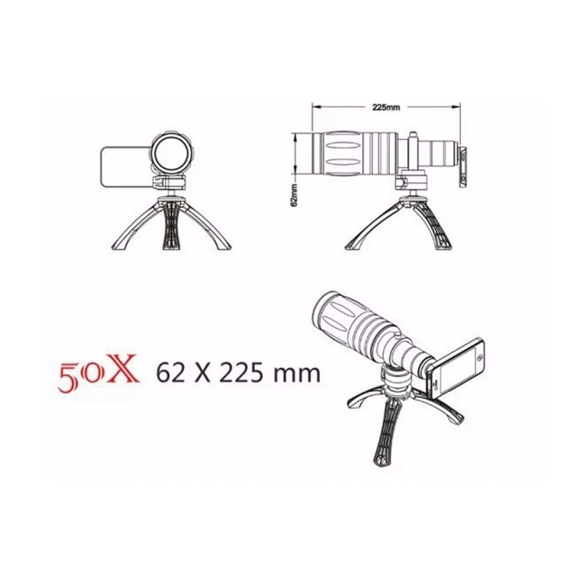  Orsda High-End 50X 80X Telephoto Zoom Lens Telescope Mobile Phone Camera Lenses with Tripod for Sma