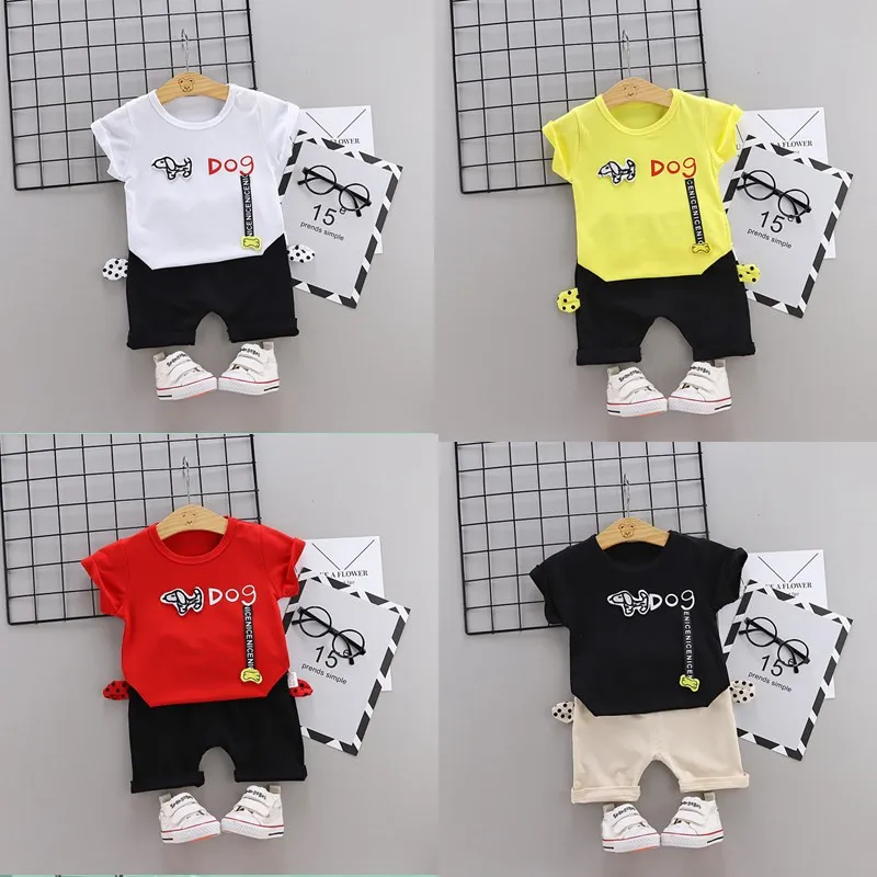 

Summer 2019 Baby Girls Boys Sets Child Clothing Kids Clothes toddler Cartoon Dog Outfits 2Piece T shirt Shorts Suit 1-4 Years 4