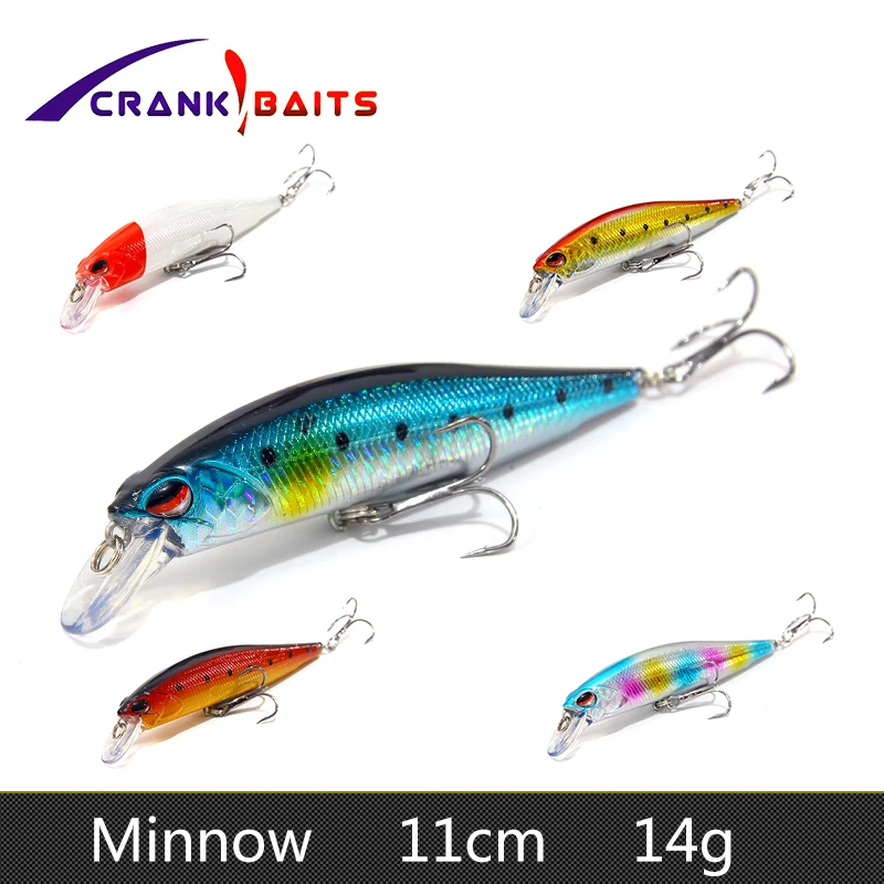 

CRANK BAITS Minnow Fishing Lure Professional Laser Hard Pesca 11cm 14g Wobbler Swim sinking bait Floating Isca Artificial YB502