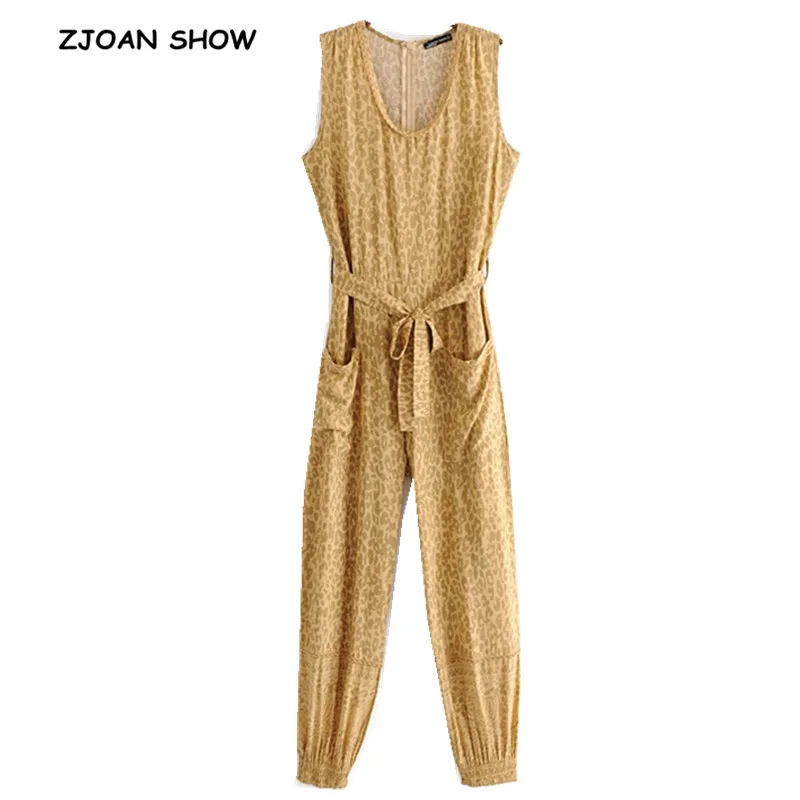 yellow animal print jumpsuit