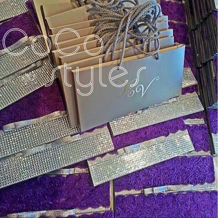  Cocostyles bespoke fashion purple floral silk hardcover invitation card with crystal decoration and - 32865352765