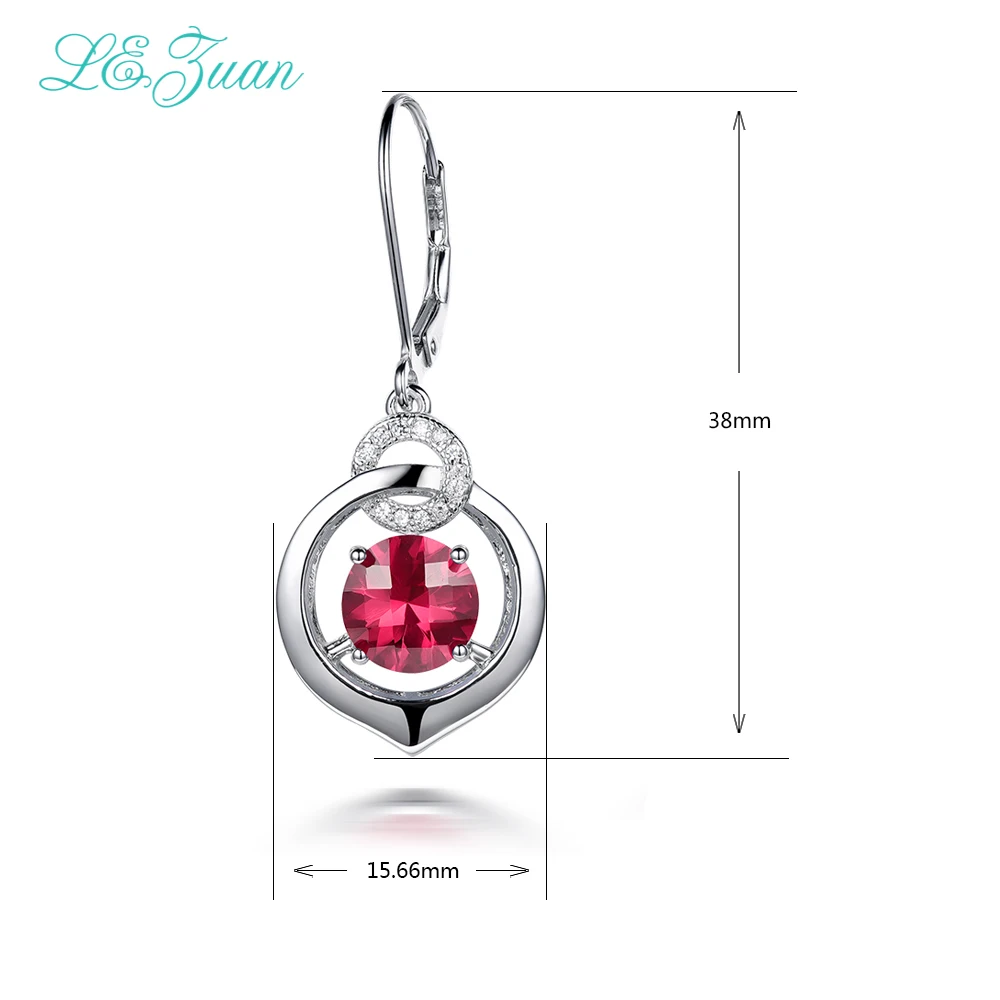 

l&zuan 925 Sterling Silver Drop Earrings 4.4ct Red Stone Romantic Luxury Earrings Fine jewelry For Women