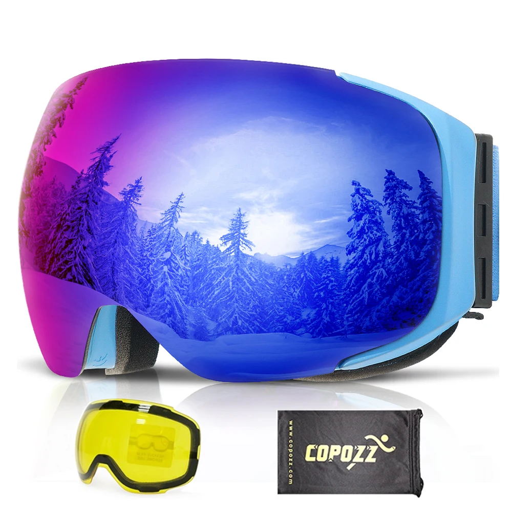 COPOZZ Frameless Ski Goggles with Night Skiing Yellow Lens