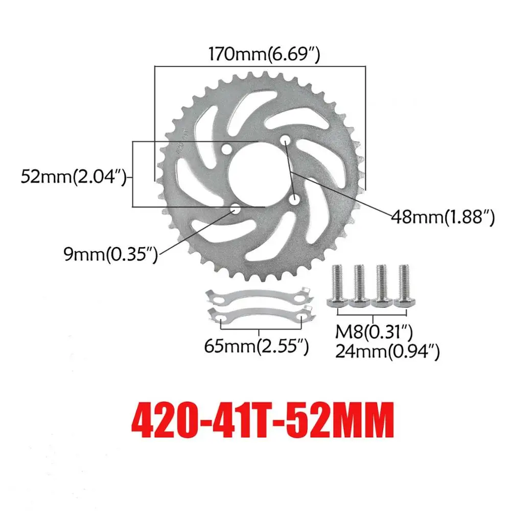 TDPRO 37 T/41 Т/46 T/56 T мотоциклетные цепи и звездочки Задняя звездочка Cog для 420/428/520 цепи 110cc 125cc 140cc Dirt Pit Bike - Цвет: 420-41T-52MM