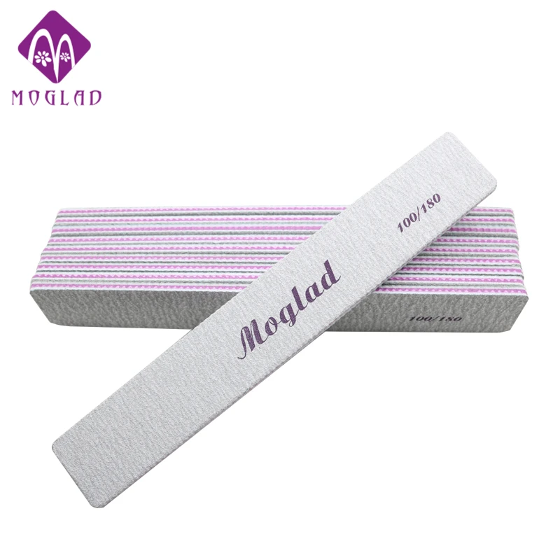 

Moglad 100/180 grit nail file rectangle 10pcs/lot high quality professional nail art sanding buffer file salon tool