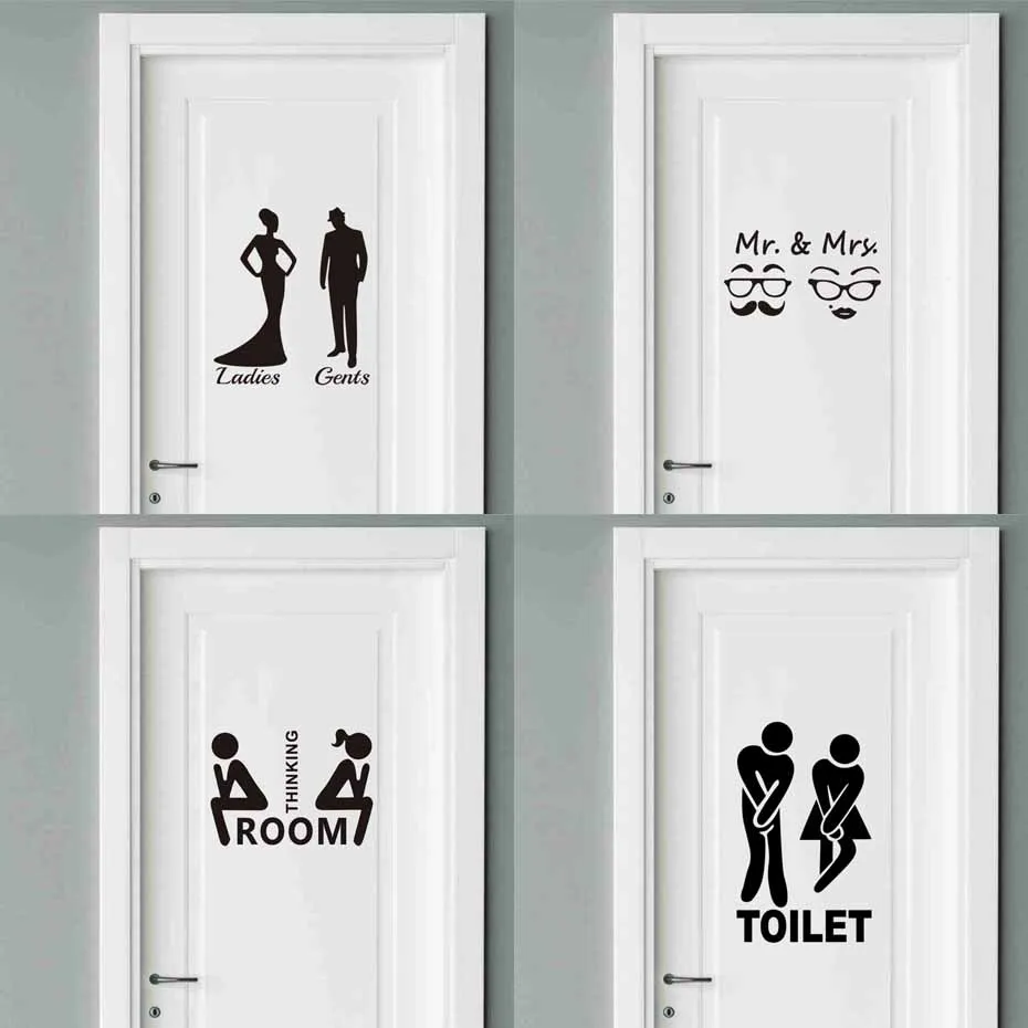 

Mr. & Mrs. Quotes Door Stickers Home Decor Toilet Bathroom WC Wallpaper Art Door Decoration Decals Vinyl Removable Poster Mural