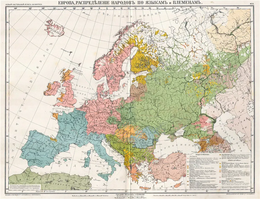Europe, distribution of population(1910)