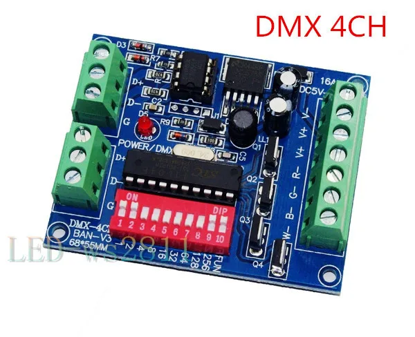 4CH 4 канала RGBW легко dmx512 DMX декодер, диммер, контроллер, драйвер, DC5V-24V для светодиодных лент светильник