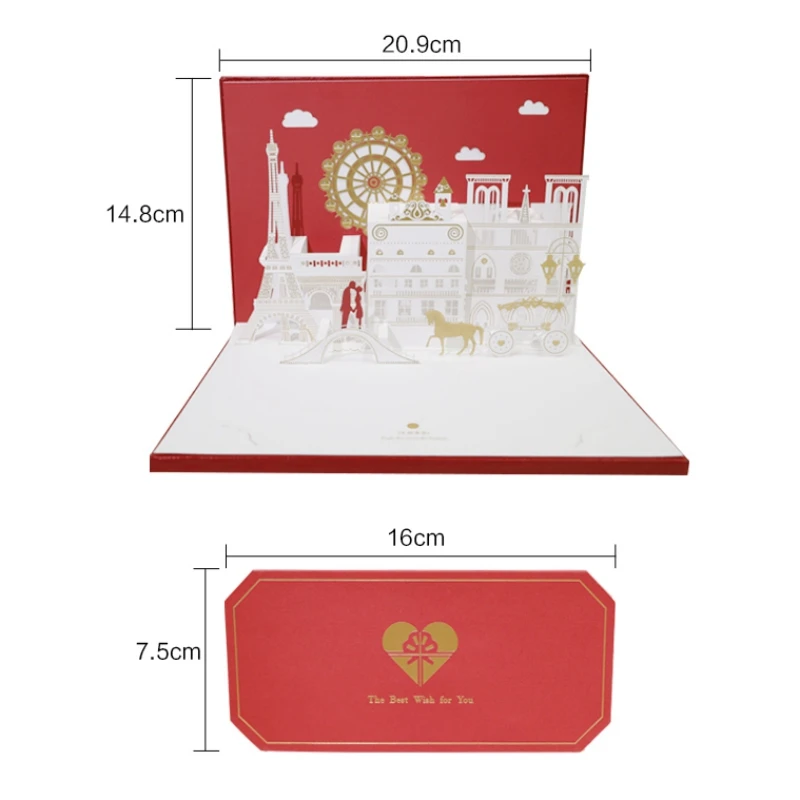 3D Creative Card Birthday Wishes Best For Piano Music Stereo Paper Postcards Pop Up Tickets Express Artifact | Дом и сад