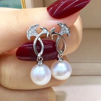 

New Design S925 Silver Pearl Earrings Findings Stud Earrings Settings Mountings Parts Mounts for Wedding Gift Bridal Women