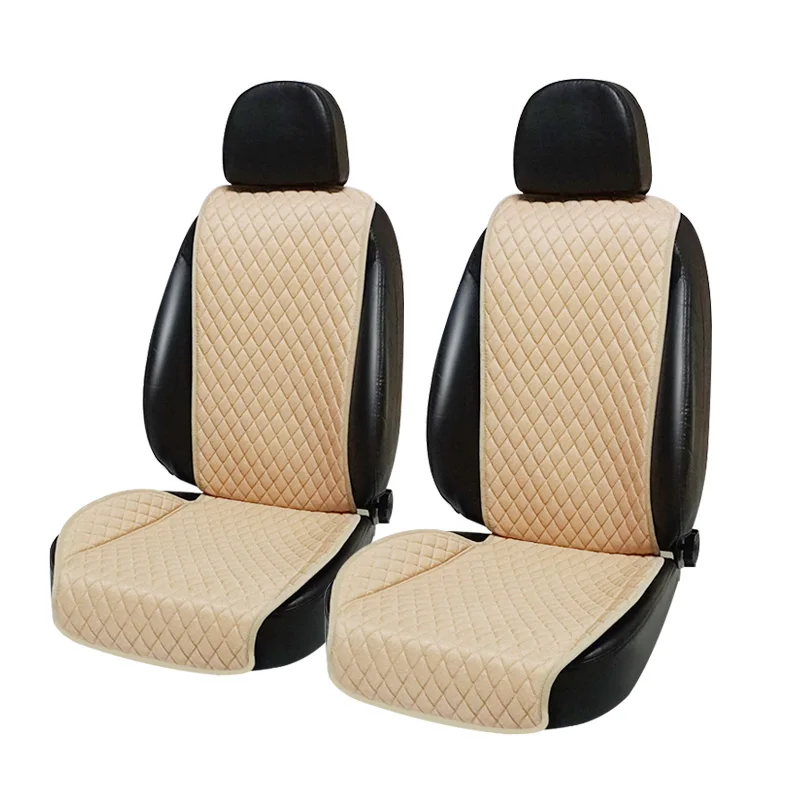 Льняная подушка для сиденья автомобиля подходит для большинства автомобилей четыре сезона коричневый Автомобильный интерьер переднее сиденье 1 комплект льняные универсальные чехлы для сидений автомобиля - Название цвета: Beige