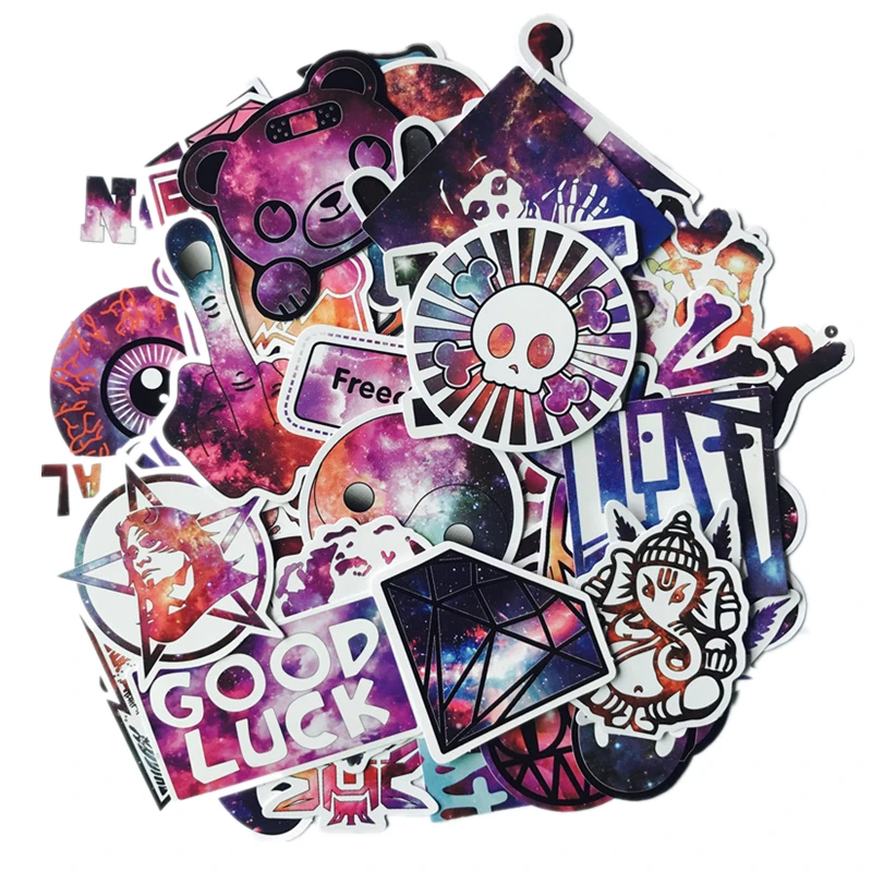 50pcs Sticker Pack Mixed Galaxy Stickers on Laptop Decal Bicycle Stickers DIY Guitar Skateboard Luggage Car Computer Stickers