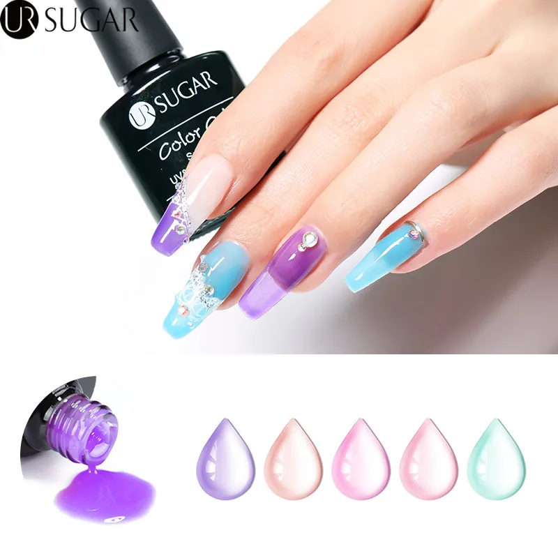 

UR SUGAR 7.5ml Opal Jelly Gel Soak Off UV Gel Polish Manicure Nail Art Semi Vernis Permanent Varnish Lacquer DIY Nail Polish