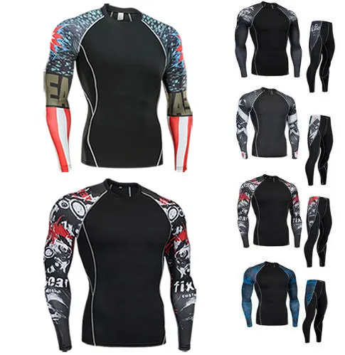 

Fitness suit long-sleeved tights men's quick training sports stretch running fitness clothes Warm sportswear, thermal underwear