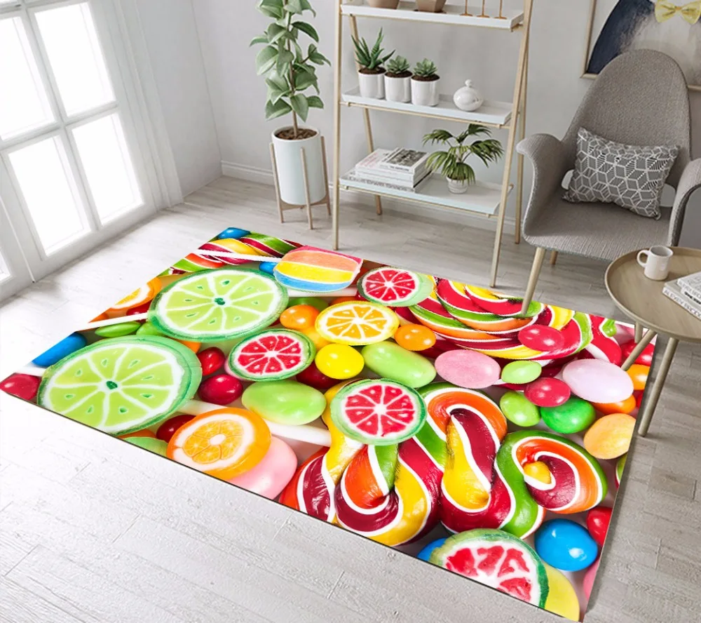 Дети цветной Фруктовые Конфеты коврики и ковры для дома гостиная большой подушки спальня WC кухня пол двери коврики ванной