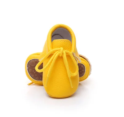 Hongteya из искусственной кожи, для детей мокасины сплошной на шнуровке жесткий резиновая подошва детская обувь для первых шагов новорожденных, обувь для детей - Цвет: color 13
