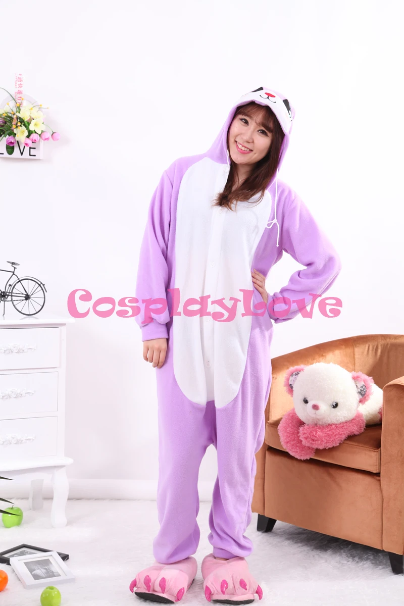 

Purple Rabbit Pajamas Animal Cosplay Costume Kid Adult Pajamas Onesies Cartoon Sleepwear Sleepsuit