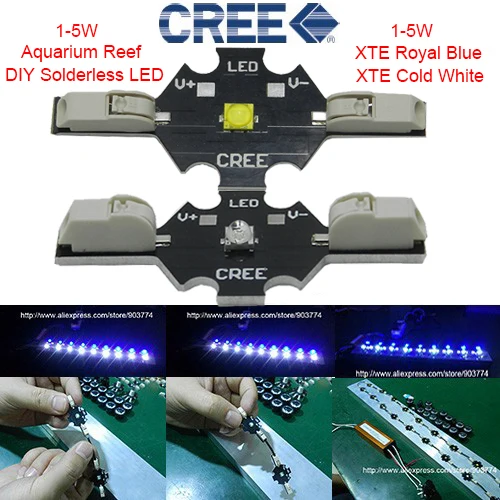 

10pcs X Solderless Cree 1-5W LED XTE Royal Blue 450-460nm 1-5W LED Emitter CREE XPG Cold White 8000-8500K For Aquarium Grow lamp
