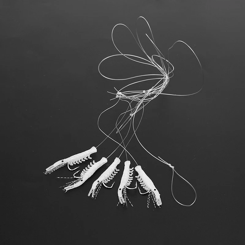 5pcs Fishing Soft Lures Glow in the Dark Fishy Smell Shrimp Lure with Single Hooks Freshwater Accessories Peche | Спорт и
