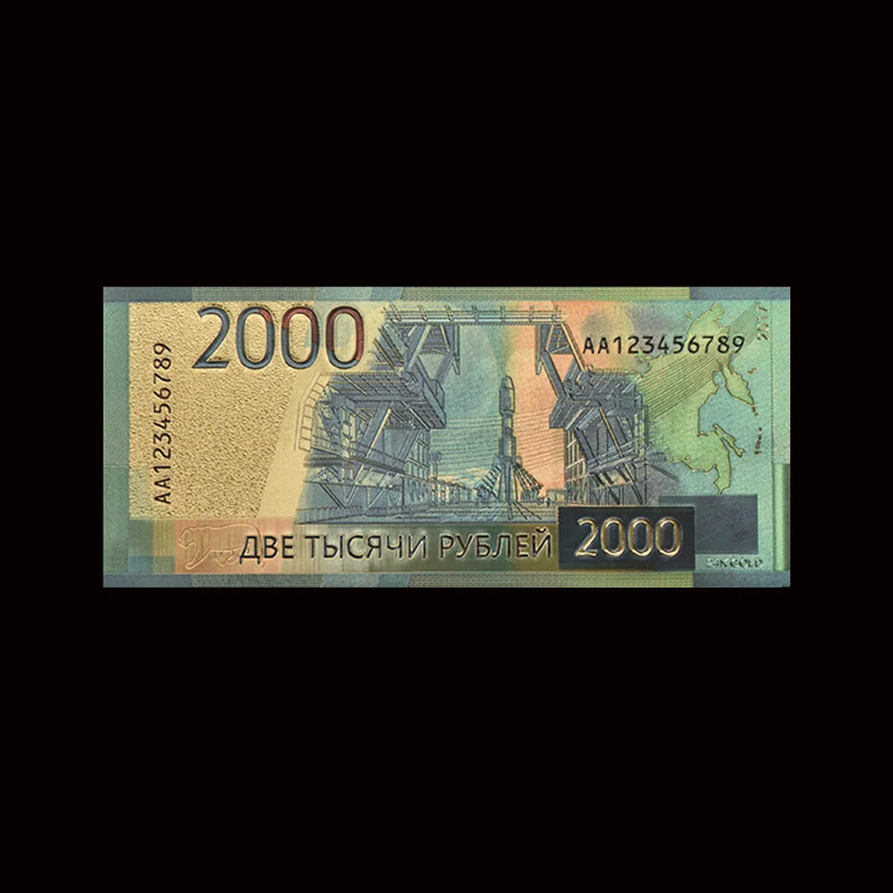 10 шт./партия, Новое Великолепное российское золото Banknotes 2000 рубля, 24 k Золотая фольга, позолоченные банкноты, коллекция бизнес-подарков