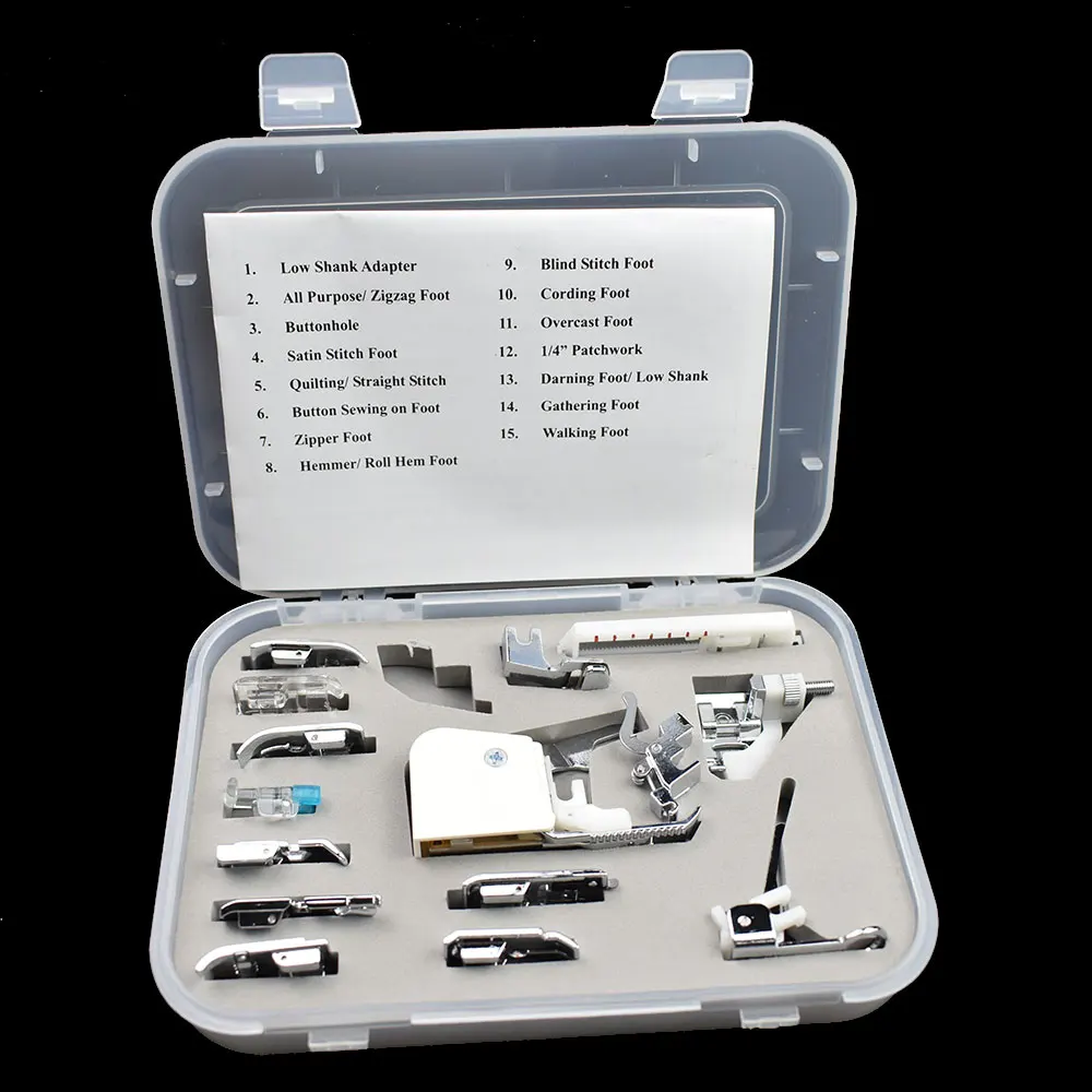 

15pcs/set Sewing Presser Foot Set Household Sewing Machine Parts Multifunctional Sewing Domestic Foot Presser for Brother for